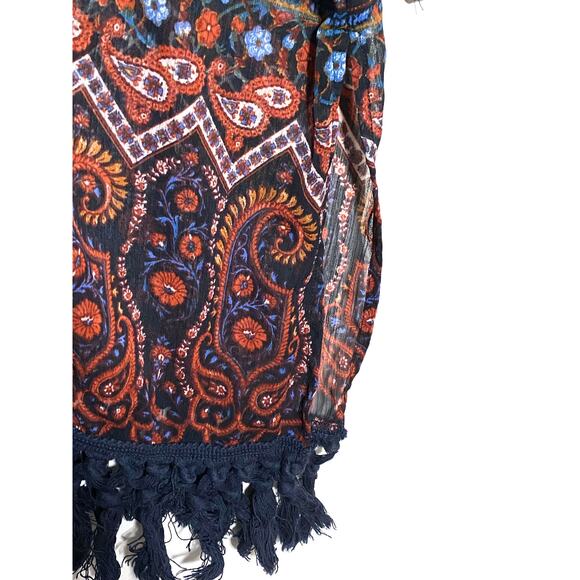 Xhilaration Sheer Kimono Duster XL Paisley Boho Floral Hippie Festival Flowy - Picture 6 of 8